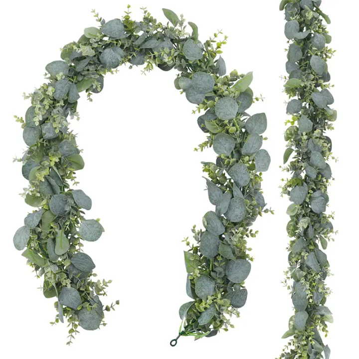 Guirnalda de eucalipto Artificial, Camino de Mesa DE VIDES, dólar Plisado, verde, 2 paquetes de 1,8 M - 1