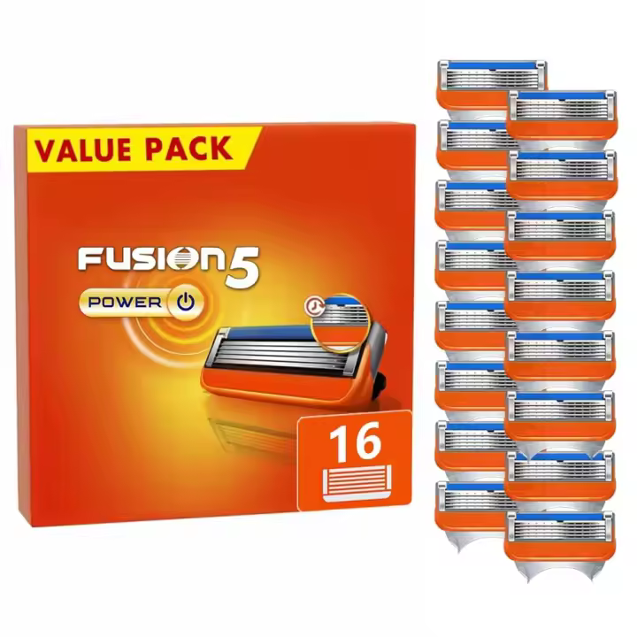 16 recambios de cuchillas de afeitar Fusion 5, Lubrastrip a Close Shave para hombres, naranja, nueva versión - 1