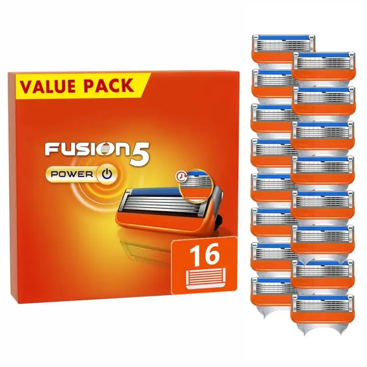 16 recambios de cuchillas de afeitar Fusion 5, Lubrastrip a Close Shave para hombres, versión naranja - 1