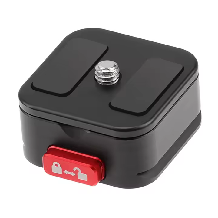 Placa de liberación rápida para trípode de cámara, adaptador de montaje, configuración rápida con tornillo de 1/4 pulgadas, estabilizador de cardán - 1