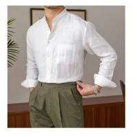 Camisa de Lino para Hombre Verano 2025 Cuello Henley Elegante Manga Larga Transpirable - details 34