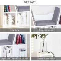 Librería con Asiento 6 Cubo Librería Original Infantil Zapatero con Cojín Estante con Banco Multiusos 102x30x61cm - details 5