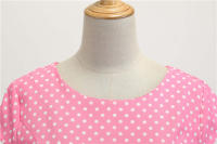 Women summer vintage 1950s 60s big swing party polka dot dress - details 33