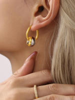 De Maple inoxidable de la venta de La Gota de metal de Empalme Stud Pendientes para las mujeres de dos maneras de desecho de color Nuevo accesorio Encanto de lujo de joyería - details 3
