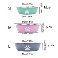 Cuenco de acero inoxidable de gran capacidad para perros, cuencos antideslizantes para comida de perros, bebederos con patrón de huella de gato, comederos para mascotas, cuenco de alimentación para gatos - details 0