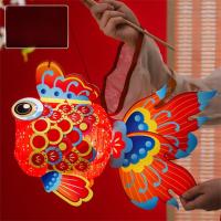 Linterna de Festival del Medio Otoño de pescado hecha a mano, linterna luminosa de loto de mediados de otoño, Kit de Material de linterna DIY de papel de estilo chino - details 15