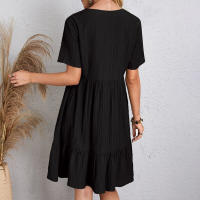 Vestido Mini de Línea Suelta con Volantes de Verano Elegante para Fiestas de Playa - details 1