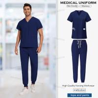 uniforme médico para mujer, artículos de enfermería, uniformes quirúrgicos, Tops de manga corta con cuello en V, pantalones para correr, conjuntos de exfoliante para hombre - details 8