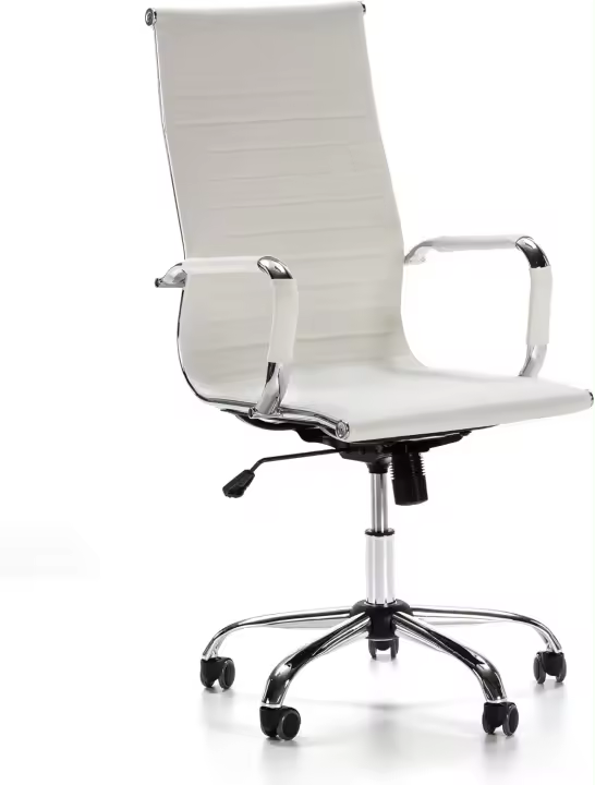 Silla de Oficina Londres Blanca Ergonómica, Altura Ajustable, Conjunto de Cabeza y Cojín Engrosados - 1