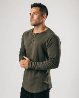 Camisetas deportivas para hombre, camiseta informal de algodón con cuello Henry - details 19