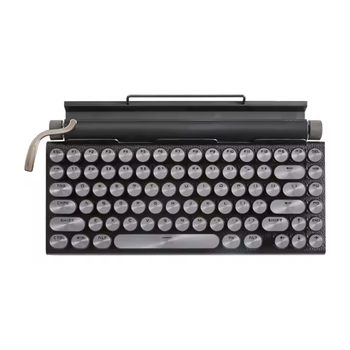 Teclado de máquina de escribir retro Teclado inalámbrico Bluetooth USB Mecánico Punk Teclas para PC de escritorio/portátil/teléfono negro - 1
