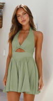 Vestido halter de lino y algodón nuevo de verano para mujer - details 6