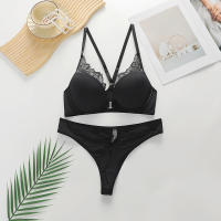 Ropa interior con hebilla frontal, encaje, pechos pequeños, se reúnen y soporte superior, anillo de acero, sin costuras, cómodo, conjunto de sujetador sexy para mujer, sujetador - details 4