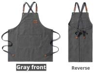 Nuevos delantales de cocina de lona a la moda, delantal de trabajo para hombre y mujer para parrilla, restaurante, Bar, tienda, cafeterías, uniforme de estudios de uñas - details 6