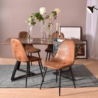 Juego de 4 Sillas de Comedor Vintage Retro Tapizadas en Gamuza con Patas Metálicas para Cocina/Salón - details 1