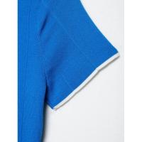 BUNO-Vestido estilo camisa de punto azul para mujer, cuello de solapa, manga corta, corte en A, minivestido con botones, vacaciones de verano - details 7