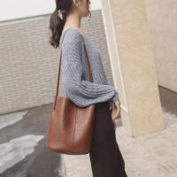 Bolso de hombro Vintage de gran capacidad para mujer, bolso cruzado informal de cuero PU, Color sólido, bolso de compras con asas - details 20