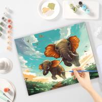 RUOPOTY-Cuadro de elefante pintado a mano por números, decoración moderna para sala de estar, 40x50cm - details 3