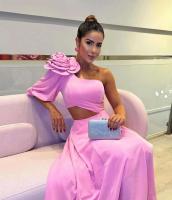 Maxi apliques con hombros descubiertos, cintura de una sola manga, vestido midi de boda de noche para mujer grande - details 2