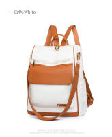 Mochila de cuero blanco y amarillo para mujer, bolsa de trabajo suave y sencilla, con correa para el hombro, informal, de viaje - details 24