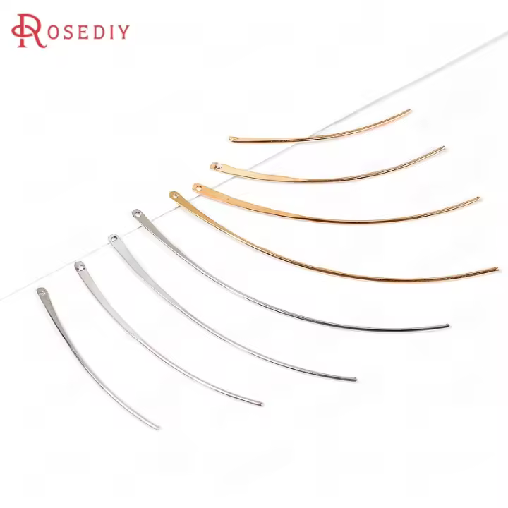 20 piezas, 4CM, 5CM, 6CM, 7CM, barra curva de latón chapada en oro, colgantes, accesorios de joyería Diy, accesorios para pendientes, venta al por mayor - 1