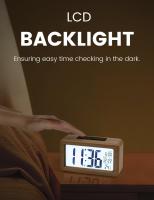 Reloj despertador digital, reloj de cabecera de madera con pantalla LCD retroiluminada grande, temperatura, función de repetición, sensor de brillo - details 2