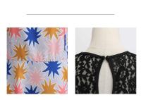 Lace patchwork summer women a line elegant vintage party dress with belt - details 98