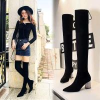 Estilo 2024 de las botas de las mujeres de los zapatos de fiesta puntiagudos atractivos al aire libre del tobillo grueso de moda - details 13