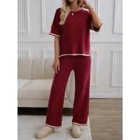 Ropa de mujer de moda 2025 primavera y verano temperamento casual de manga corta conjunto de pantalones de punto - details 19