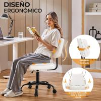 Silla de Oficina Ergonómica con Ruedas Piel Sintética, Ajustable en Altura para Estudio y Dormitorio Negro - details 12