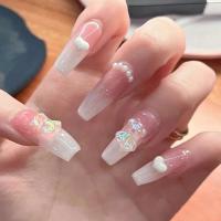 24 unidades/CA Color Degradable pegamento Artificial ataúd vacaciones linda chica bailarina falsa entrega gratuita decoración de uñas para mujer Com - details 0