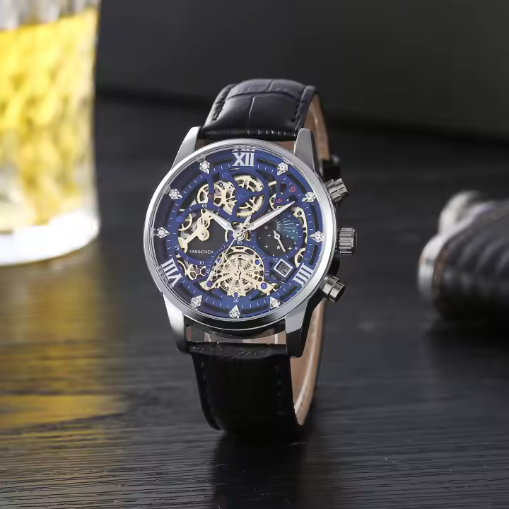 【 Italia 2025 Gran Venta 】 Reloj de Cuarzo para Hombre con Calendario y Cronógrafo - Diseño Nórdico Esqueleto, Acero Inoxidable Impermeable 3ATM, Ideal para Trajes de Negocios y Regalos Elegantes - 1