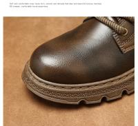 con botas de cuero de estilo retro, suelas gruesas, zapatos casuales de caña alta para hombre resistentes al desgaste, cremalleras laterales - details 4