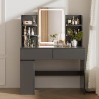 Mesa de Maquillaje LED Regulable Vanity con 2 Cajones y 4 Estantes Estante Inferior - details 14