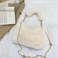 Bolso de mano de felpa con cadena pequeña, bandolera cuadrada de piel sintética, bolso de hombro esponjoso y cálido para compras, Otoño e Invierno - details 4