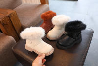 Botas cálidas de terciopelo para niños pequeños, zapatos impermeables de cuero para la nieve, exteriores, Invierno - details 1