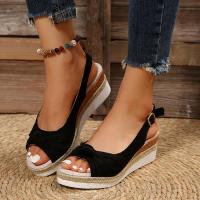 Nuevas sandalias casuales de cuña con lazo de cuerda de cáñamo de gran tamaño para mujer - details 0