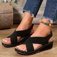 -sandalias de cuña huecas para mujer, zapatos informales de talla grande 43, Retro, para verano, 2024 - details 4