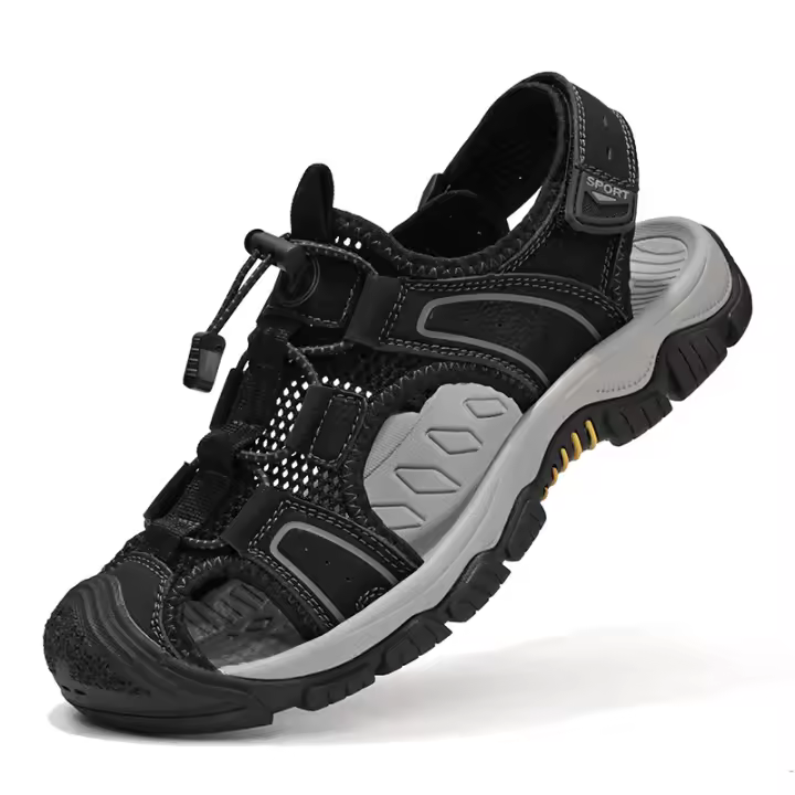 Sandalias de Cuero de Vaca de Primera Calidad Tamaño Grande Ideal para Montañismo, Viajes al Aire Libre, Ocio de Verano para Hombres Estilo de Bolsa de Cabeza - 1