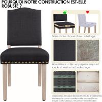 Juego de 4 sillas de comedor con respaldo alto, sillas de cocina, patas de madera maciza, diseño clásico, con botones bronceados, sillones y sillas para salón, asientos tapizados - details 26