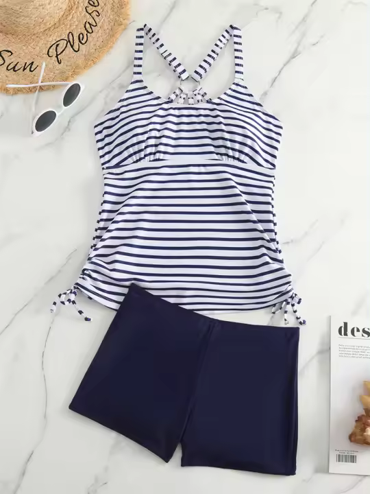 Bikini de dos piezas para mujer, traje de baño sexy, boxeo, conjunto Tankini, traje de playa - 1