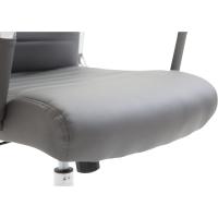 Silla De Oficina Kolumbus En Simil Cuero & Base De Metal con Ruedas I Silla De Escritorio Ergonómica & Regulable En Altura, Color:Gris - details 6