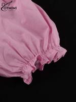 Vestidos elegantes de algodón blanco para mujer, ropa de manga corta con cuello en V y cordones, holgada hasta el tobillo, verano - details 9