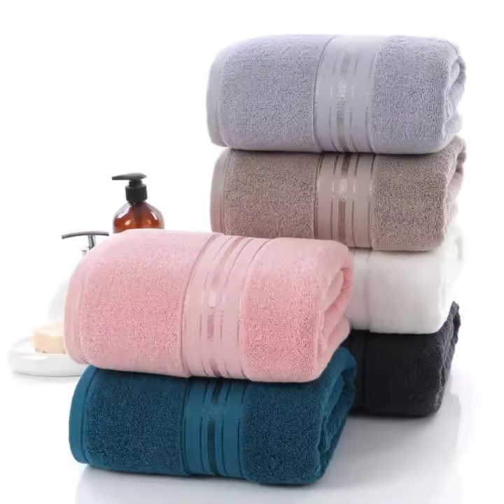 Juego de toallas Toalla de baño de algodón Toalla de cara de mano suave y elegante Tela de rizo blanca duradera para el hogar - 1
