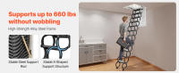 Escalera Retráctil para Ático SucceBuy, Capacidad de 299.37 kg, Compatible con Alturas de Techo de 320.04 a 335.28 cm y Abertura de 100.08 x 69.85 cm, Escalera de Techo Desplegable de Acero Aleado Resistente con Varilla de Tracción para Acceso al Ático - details 4