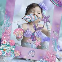 Pequeño marco de papel temático bajo el mar, suministros para fotografías de feliz cumpleaños, accesorios de decoración para fiesta de sirena - details 4