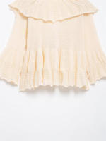 OUWU- Moda Para Mujer Con Botón, Jersey De Punto Con Volantes Beige, Suéter Vintage Con Cuello En V Y Mangas Largas, Tops Elegantes Para Mujer - details 5