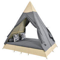 Conjunto de Jardín de Rattan Tenda, Cojines de Asiento, Cortina de Puerta Grisa - details 11