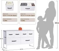 Cómoda con 6 cajones de tela, cómoda de dormitorio blanca, mueble de almacenamiento, muebles de dormitorio, cómoda para cocina, oficina, pasillo, mueble de TV con cajones - details 46