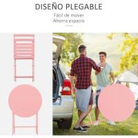 Juego de Muebles de Jardín Plegable Mesa Redonda, 2 Sillas y Resaldo de Acero - details 11